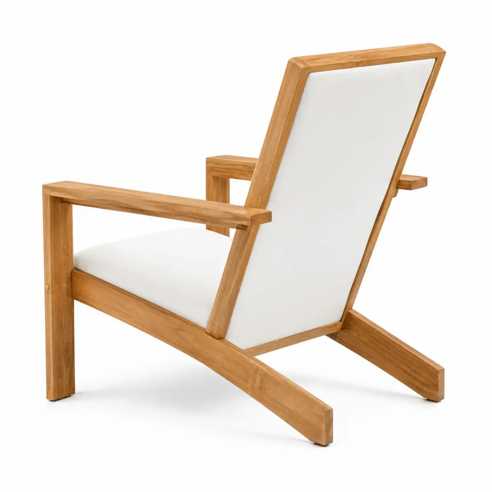 Fauteuil en teck et polyester blanc