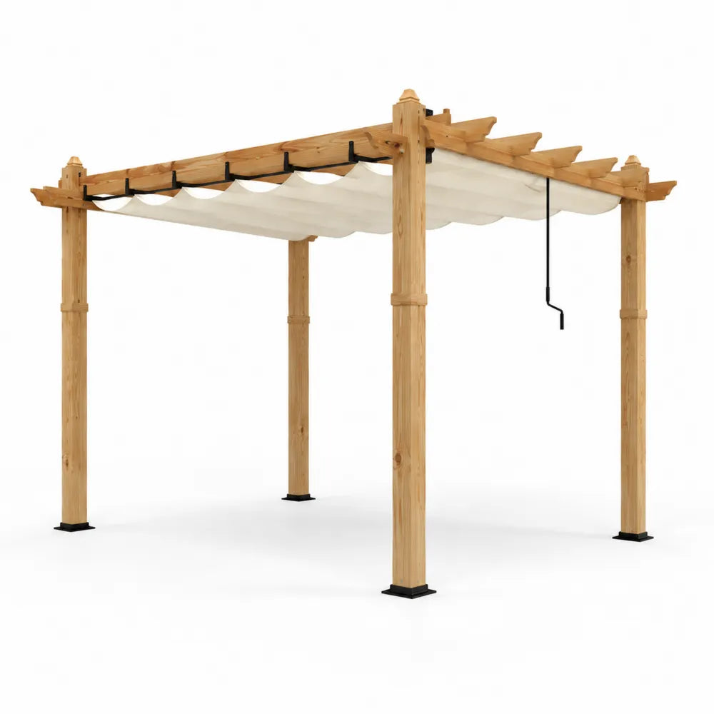 Pergola en bois avec toit rétractable en polycoton 3x4 m