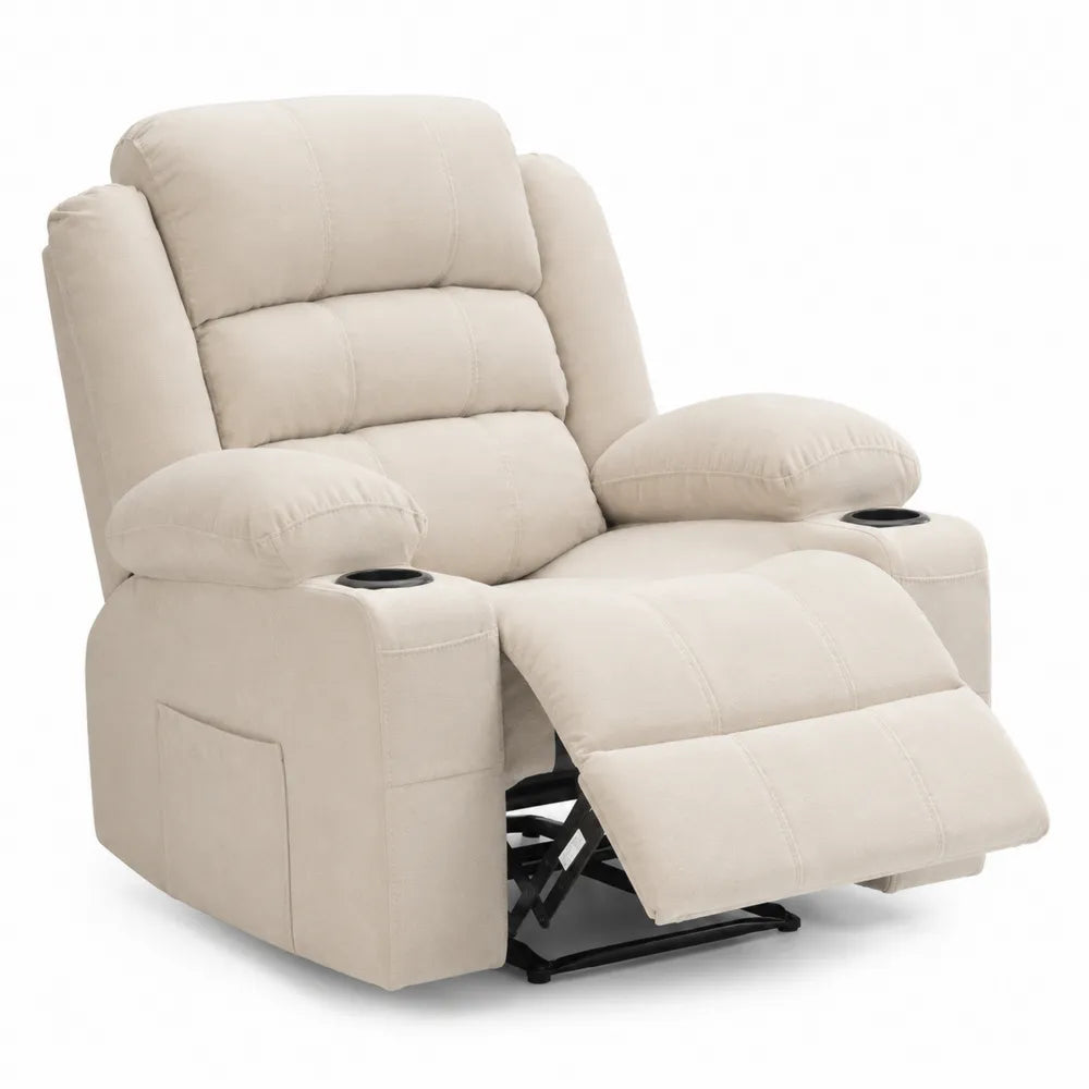 Fauteuil inclinable en bois et polyester Beige
