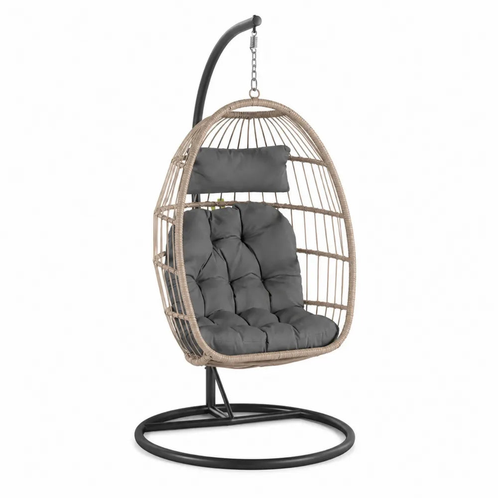 Chaise suspendue en rotin synthétique avec coussin en polyester, 195 cm