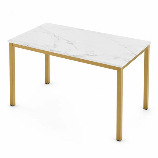 Table à manger en marbre artificiel et acier doré 120 cm
