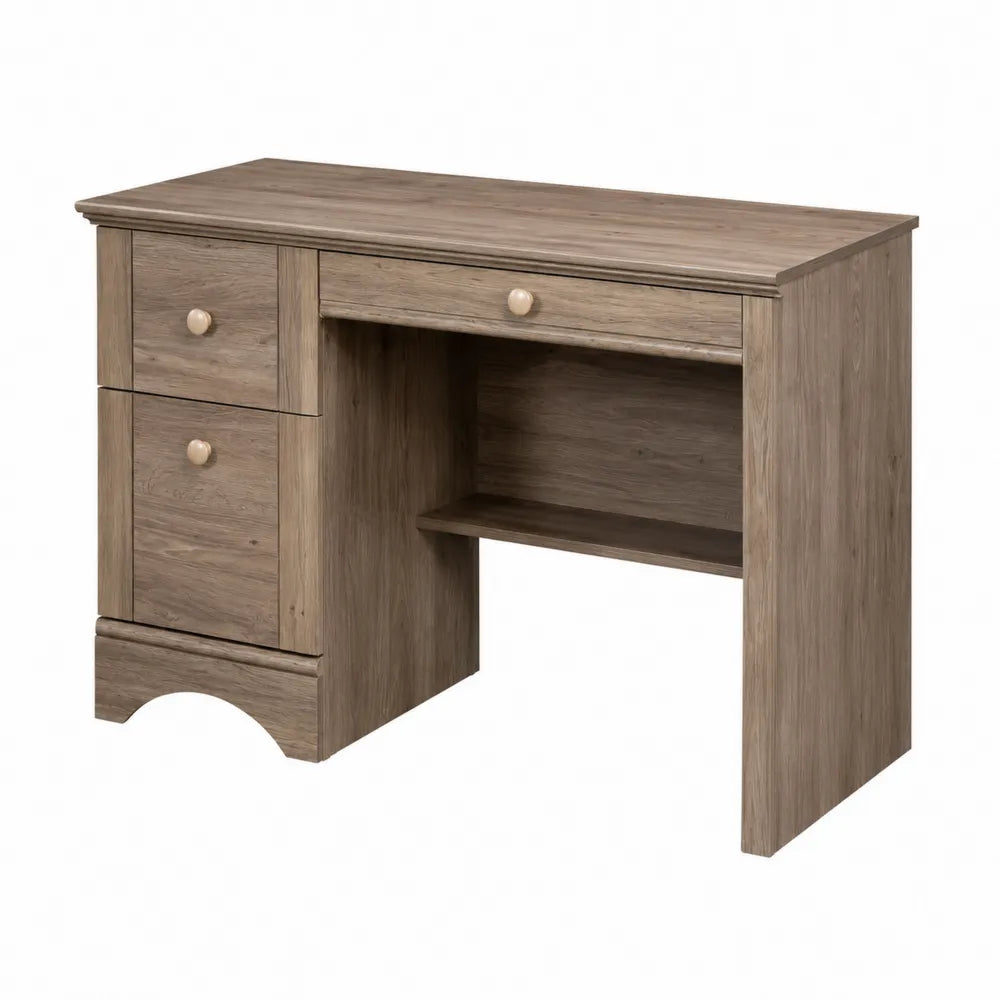 Bureau en bois clair avec tiroirs et étagère 120x50x75 cm