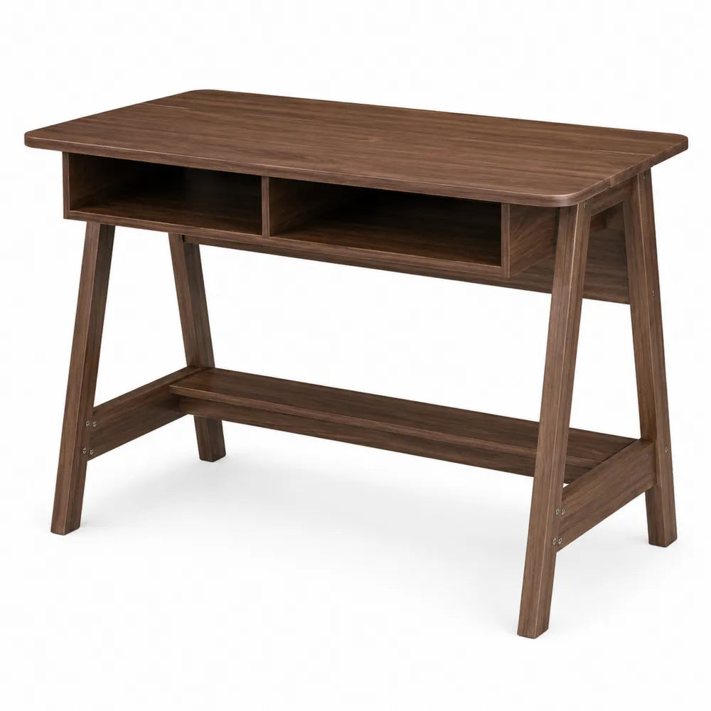 Bureau rectangulaire en bois avec étagères 120x60x75 cm