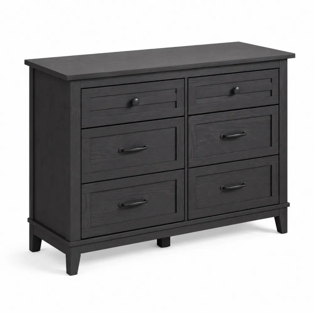 Commode en bois à six tiroirs noir