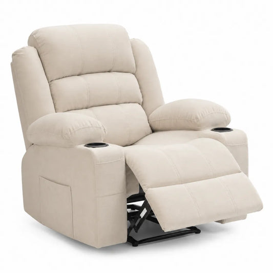 Fauteuil inclinable en bois et polyester Beige