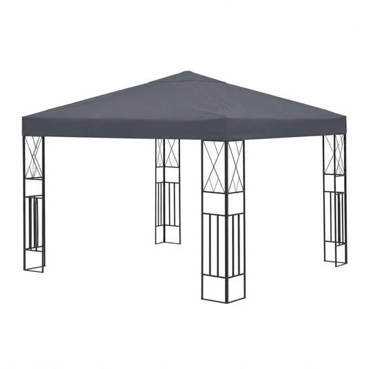 Pavillon en métal noir et polyester gris 3x3m