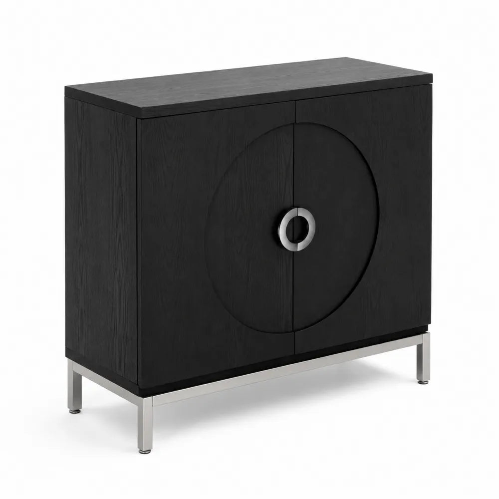 Buffet en bois noir avec pieds en acier inoxydable