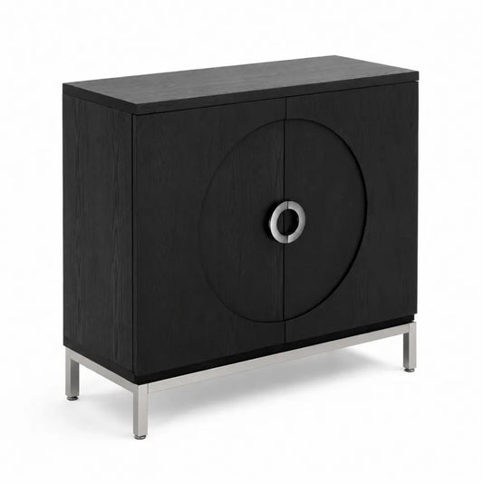 Buffet en bois noir avec pieds en acier inoxydable