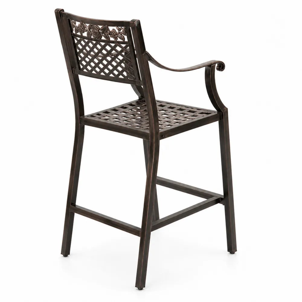 Chaise haute de jardin en métal brun