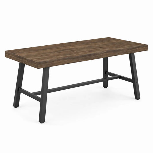 Table à manger rectangulaire en bois et acier 180x90 cm