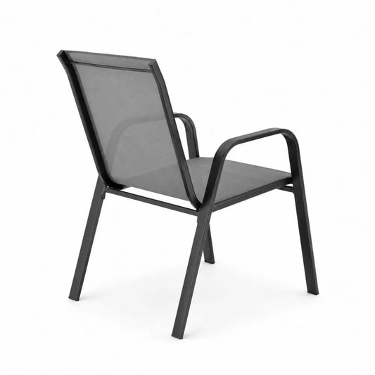 Chaise extérieure en métal et tissu Noir