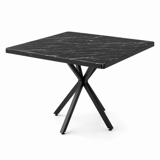Table carrée en marbre et métal noir 80x80x75 cm