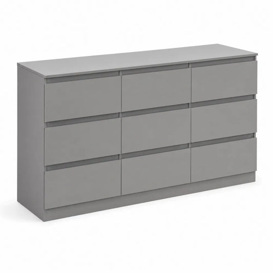 Commode en Bois avec 9 Tiroirs Gris Foncé 120 cm