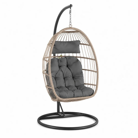 Chaise suspendue en rotin synthétique avec coussin en polyester, 195 cm
